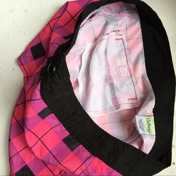 Pink, Purple, Black Plaid Castaways Board Shorts - Picture 6 of 6